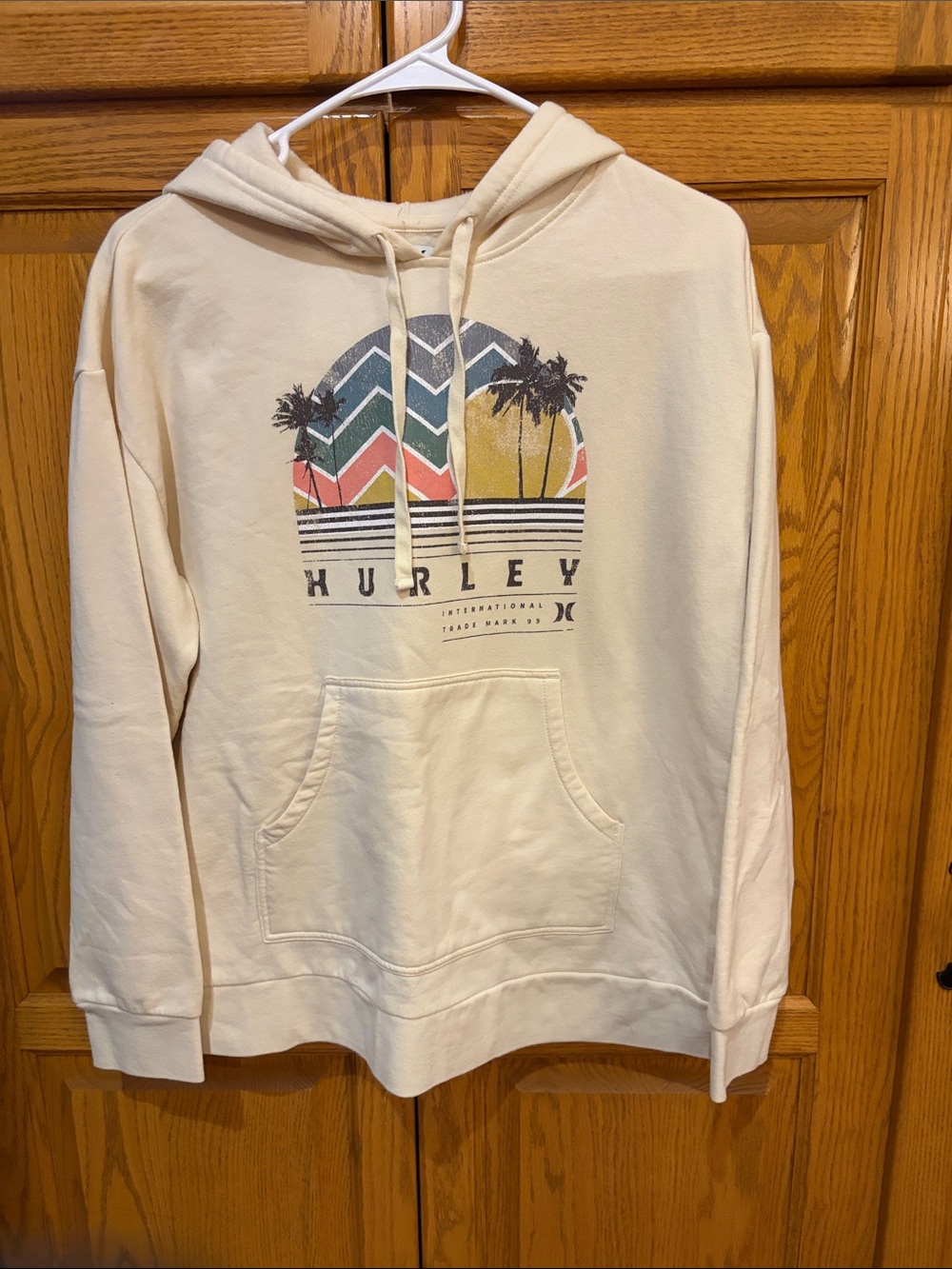 Hurley pale yellow Pullover Hoodie with Retro Graphic